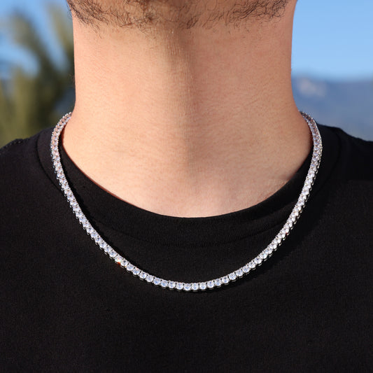 4mm Tennis Necklace - White Gold