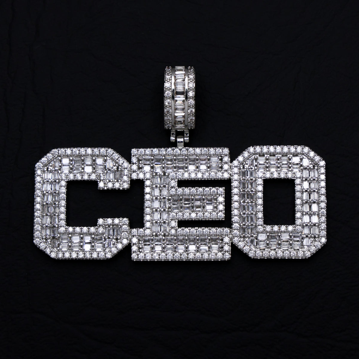 Custom Iced Out University Font Letter Pendant - White Gold