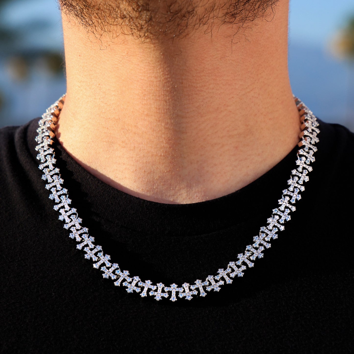Iced Cross Chain - White Gold