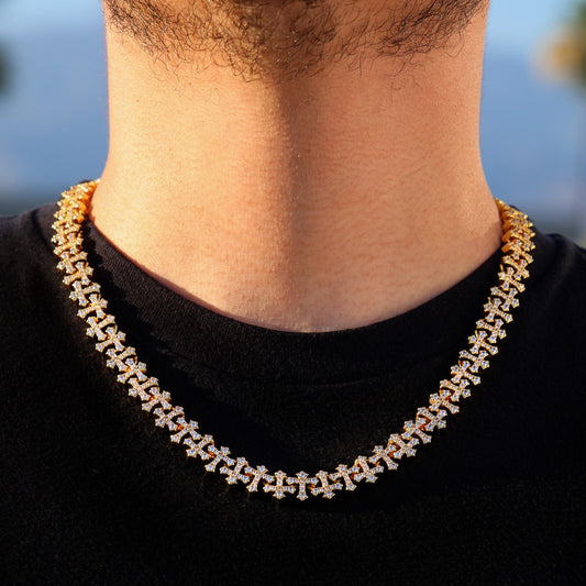 Iced Cross Chain - Gold