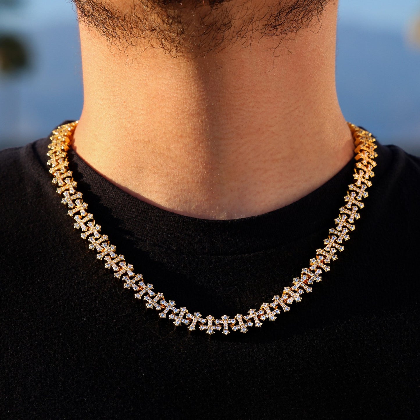 Iced Cross Chain - Gold