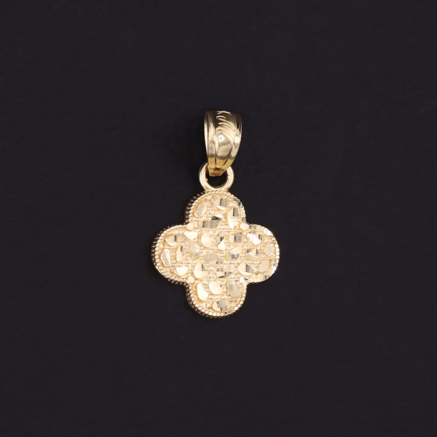 Small Nugget Clover Pendant - 10k Gold