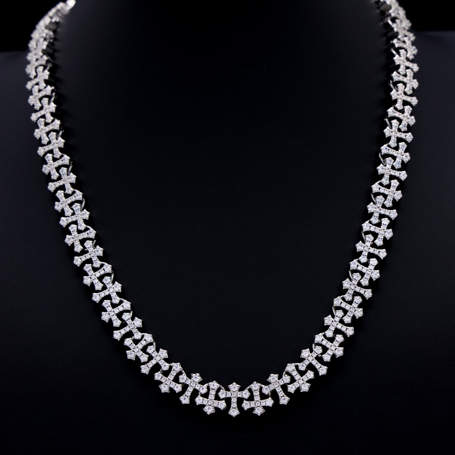 Iced Cross Chain - White Gold
