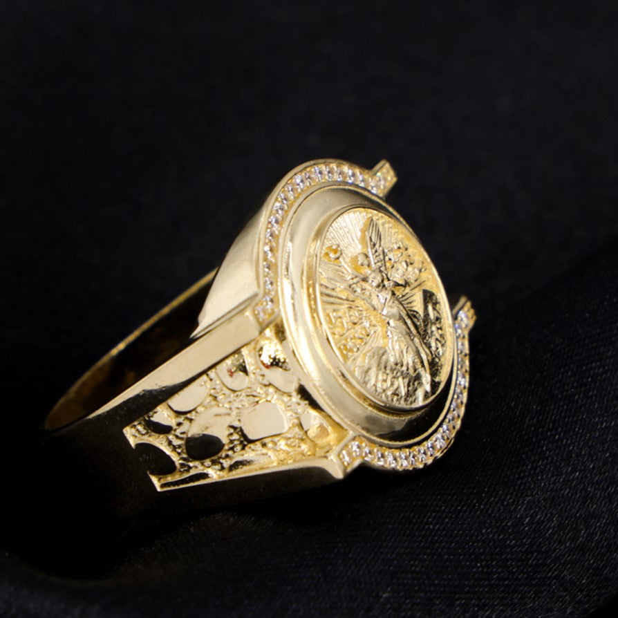 Iced Centenario Nugget Ring - 14k Gold