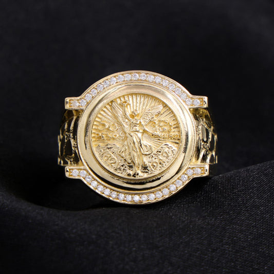 Iced Centenario Nugget Ring - 14k Gold