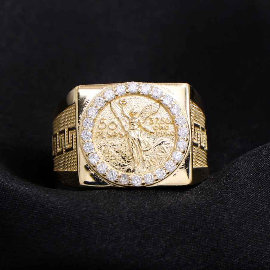 Aztec Squared Centenario Ring - 14k Gold