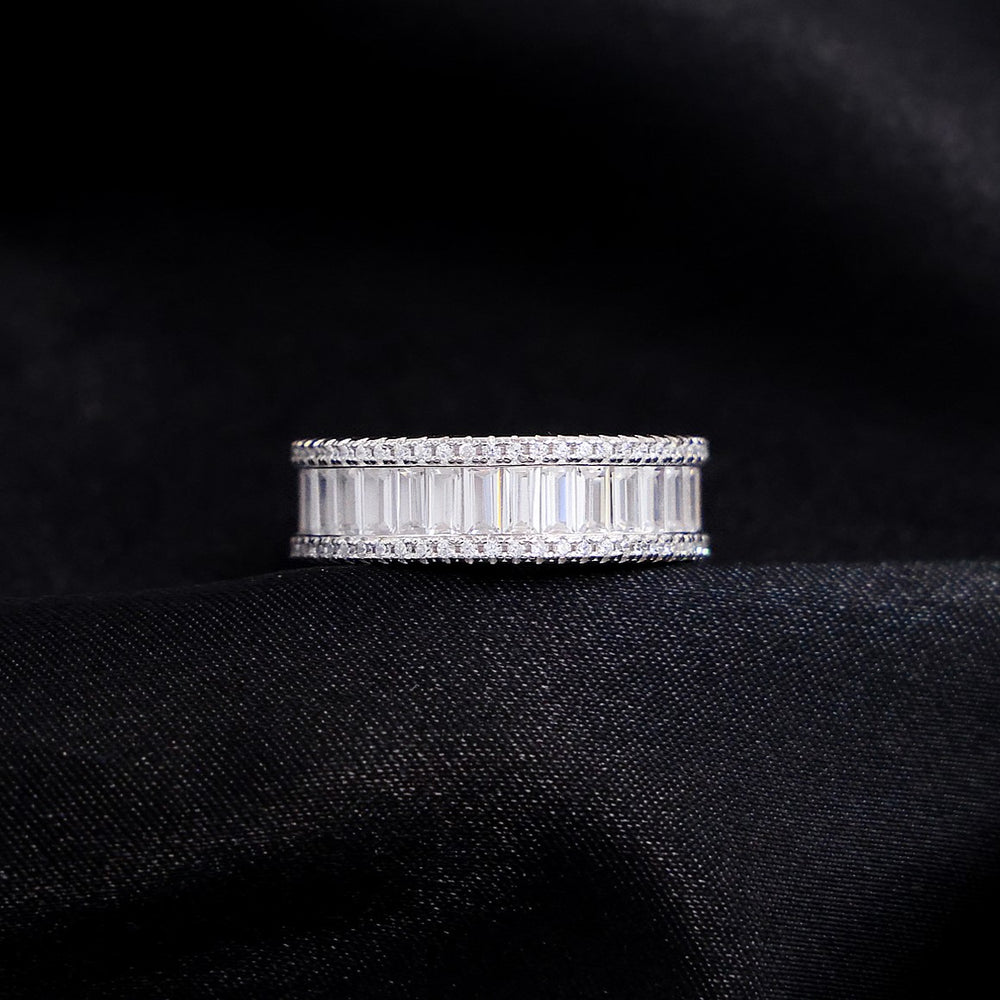 Iced Baguette Eternity Band Ring - 925 Silver