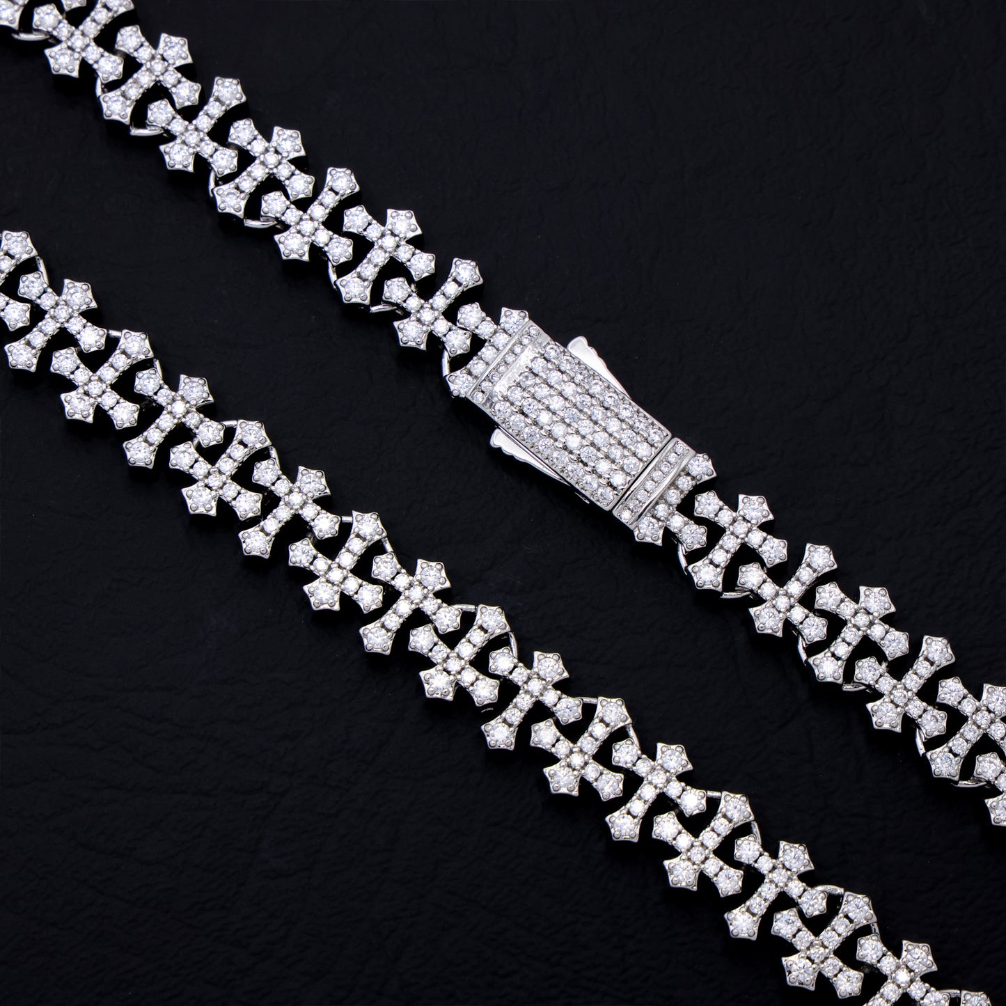 Iced Cross Chain - White Gold