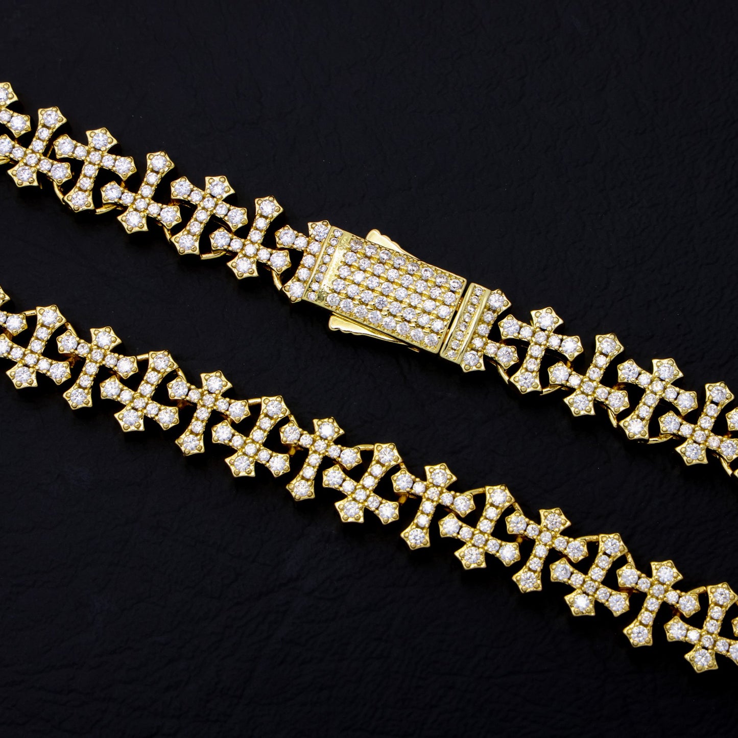 Iced Cross Chain - Gold