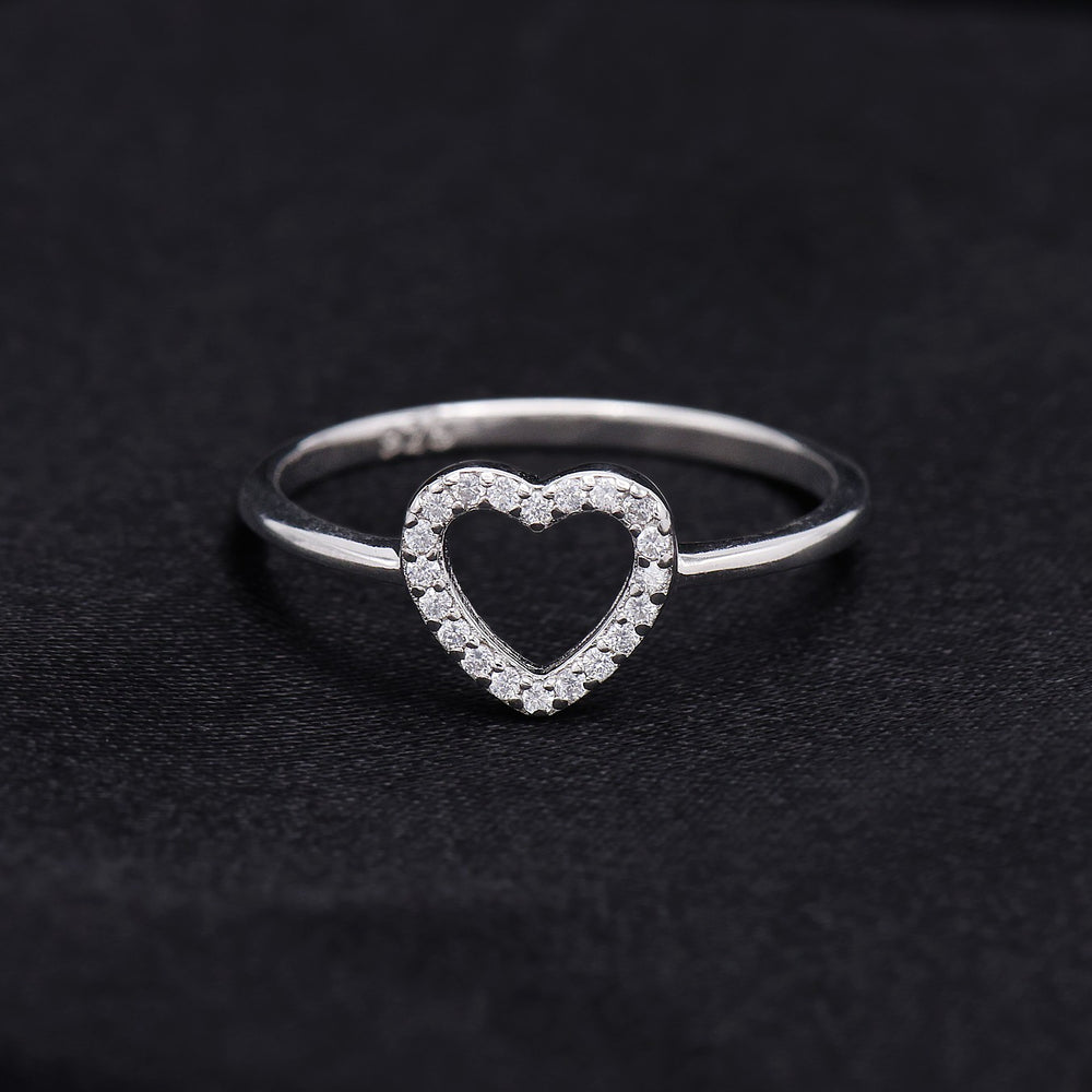 Small Iced Heart Ring - 925 Silver