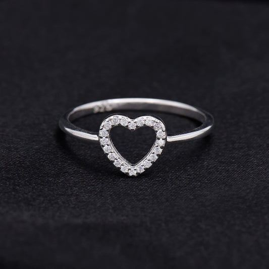 Small Iced Heart Ring - 925 Silver