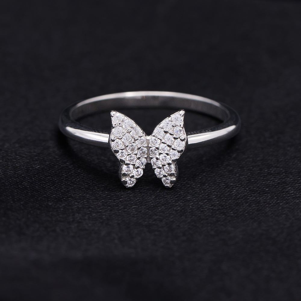Small Iced Butterfly Ring - 925 Silver