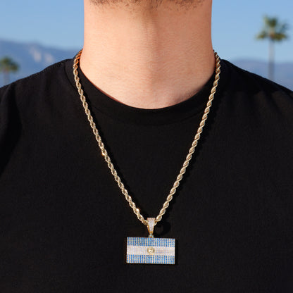 Iced out Argentina Flag Pendant - Gold