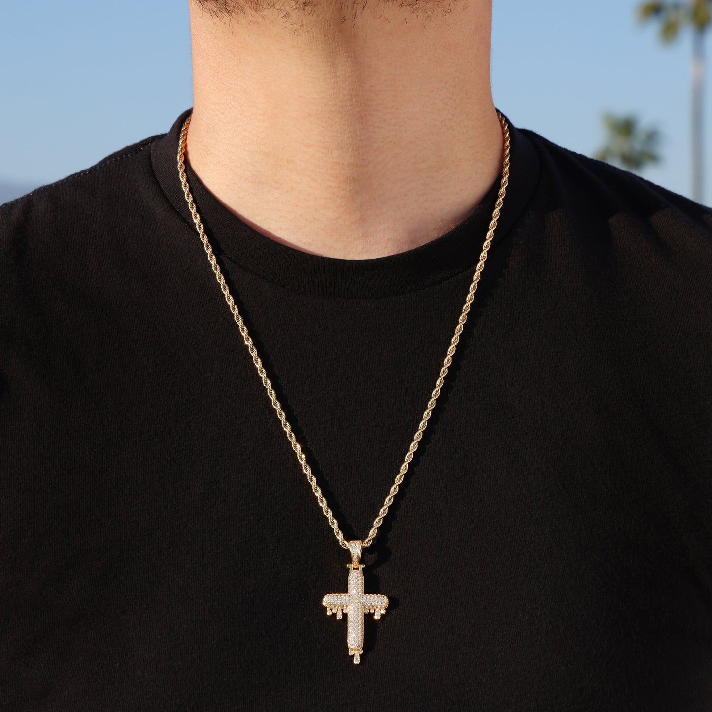 Drip Cross Pendant - Gold