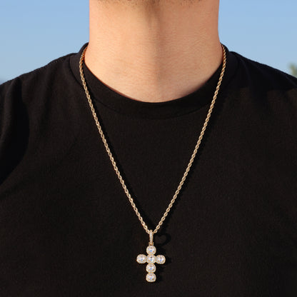 Stone Cross Pendant - Gold