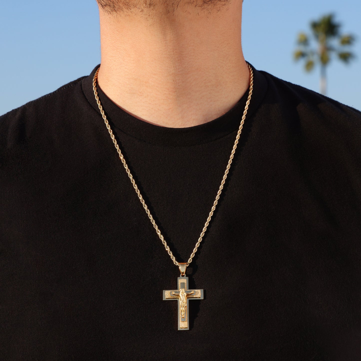 Multi Layer Jesus Crucifix Pendant - Gold