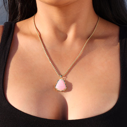 Pink Buddha Necklace - Gold
