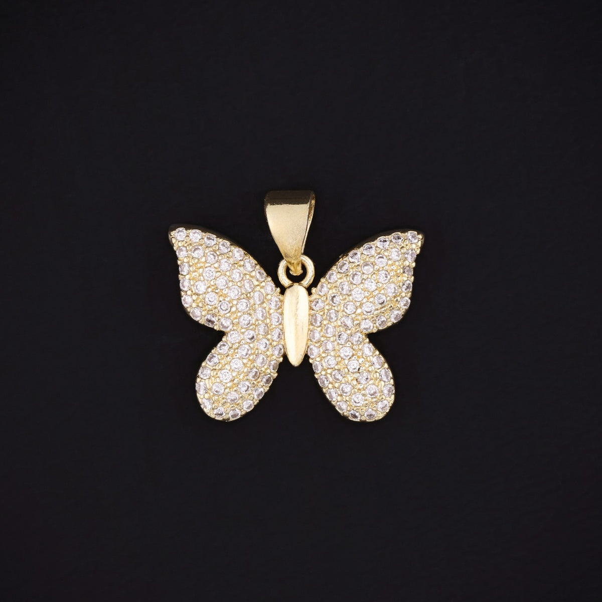 Iced Butterfly Necklace - Gold