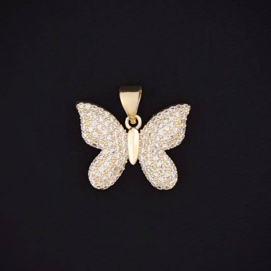 Iced Butterfly Necklace - Gold