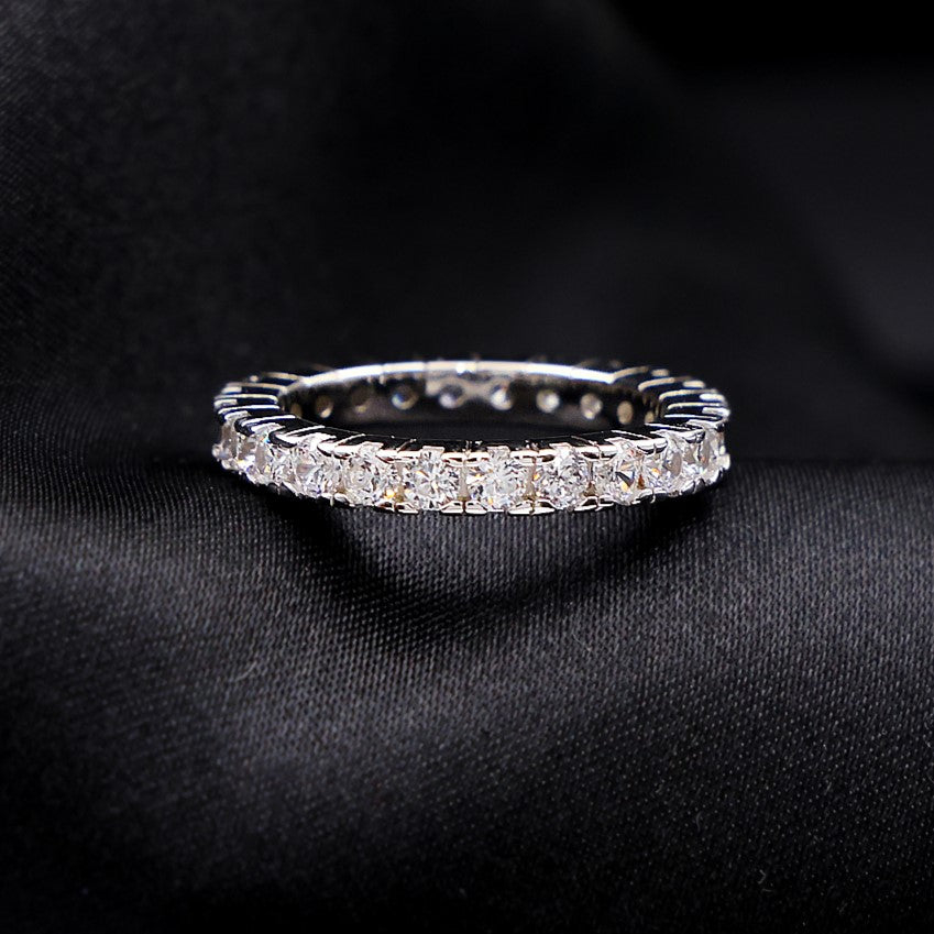 4mm Eternity CZ Diamond Ring - 925 Silver