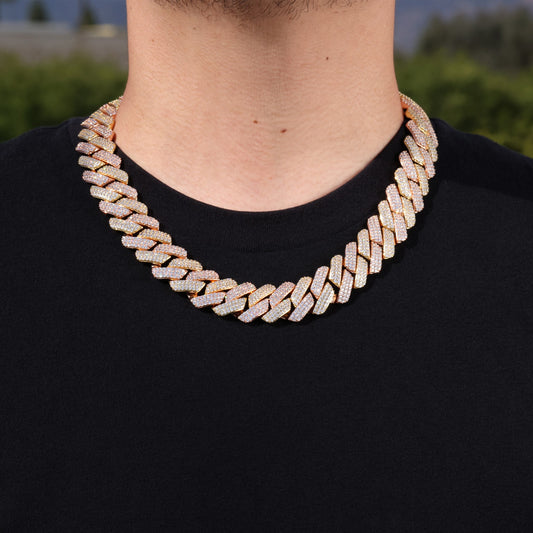 19mm Diamond Prong Link Chain - 2 Tone