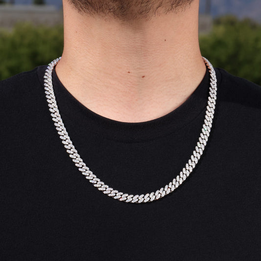 8mm Moissanite Cuban Chain - 925 Silver