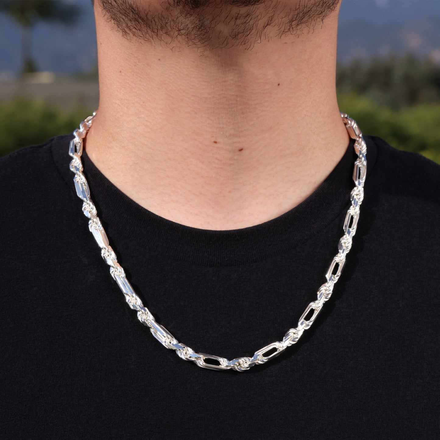7mm Figarope Chain - 925 Silver