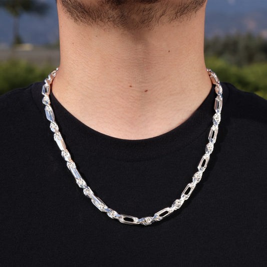 7mm Figarope Chain - 925 Silver