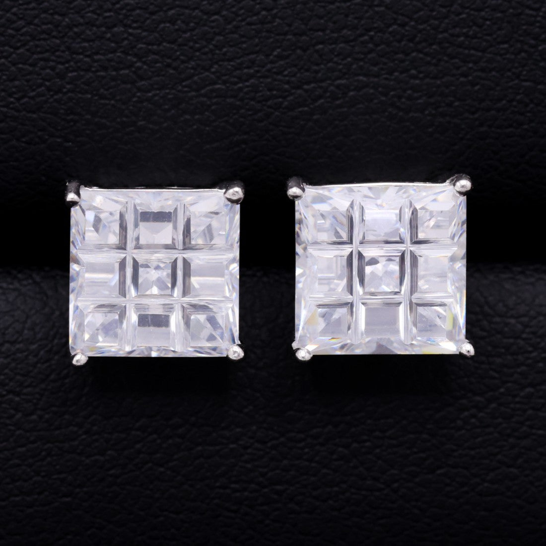 6mm Square Invisible Cut Stud Earrings - 925 Silver