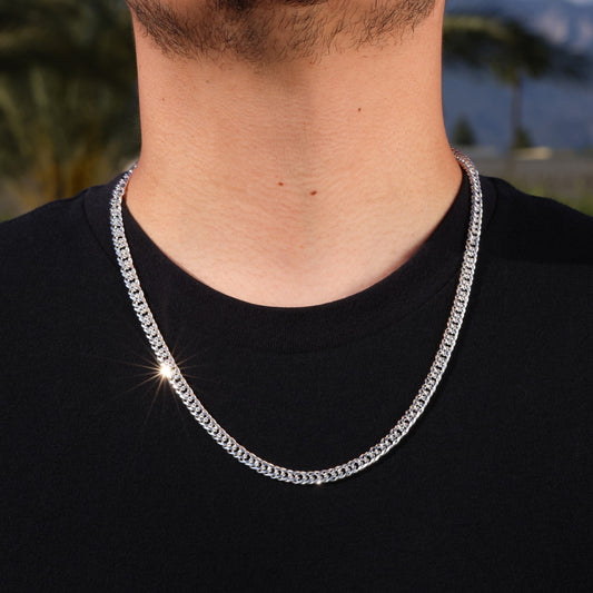 6mm Double Curb Link Chain - 925 Silver