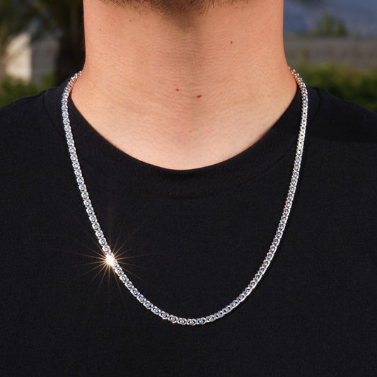 4mm Dollar Cuban Diamond Cut Chain - 925 Silver