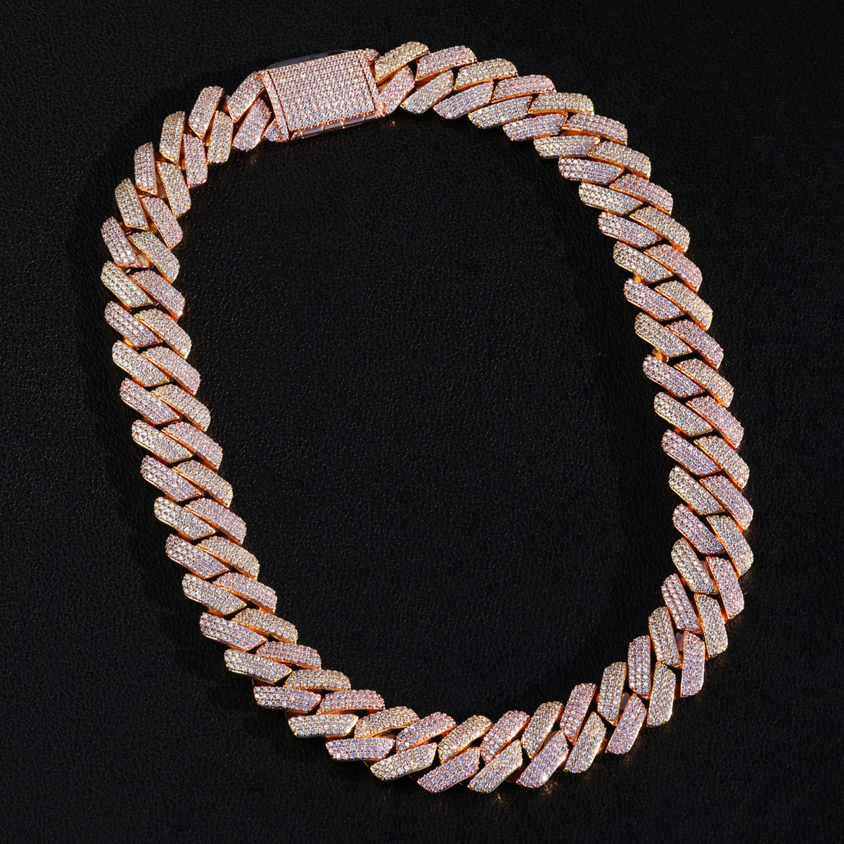 19mm Diamond Prong Link Chain - 2 Tone
