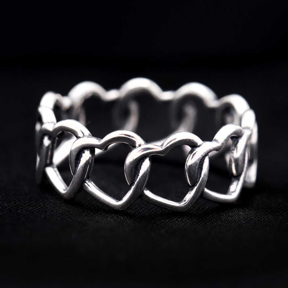 Loving Heart Eternity Band Ring - 925 Silver