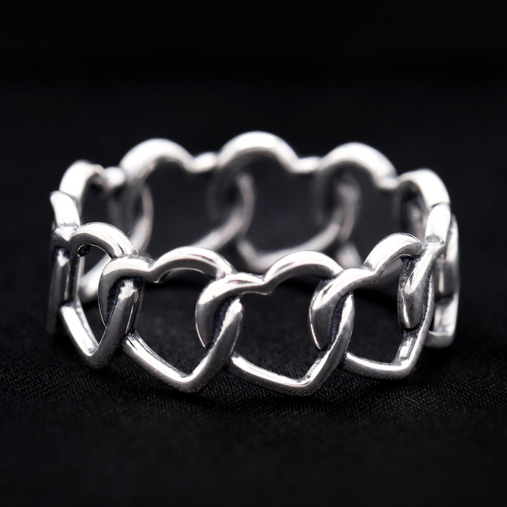 Loving Heart Eternity Band Ring - 925 Silver
