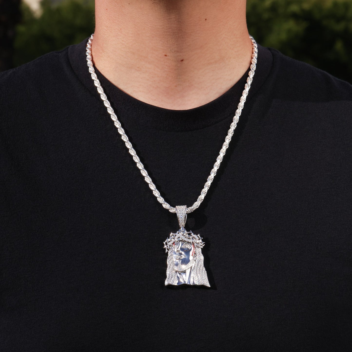 Moissanite Iced out Jesus Crown Pendant - 925 Silver