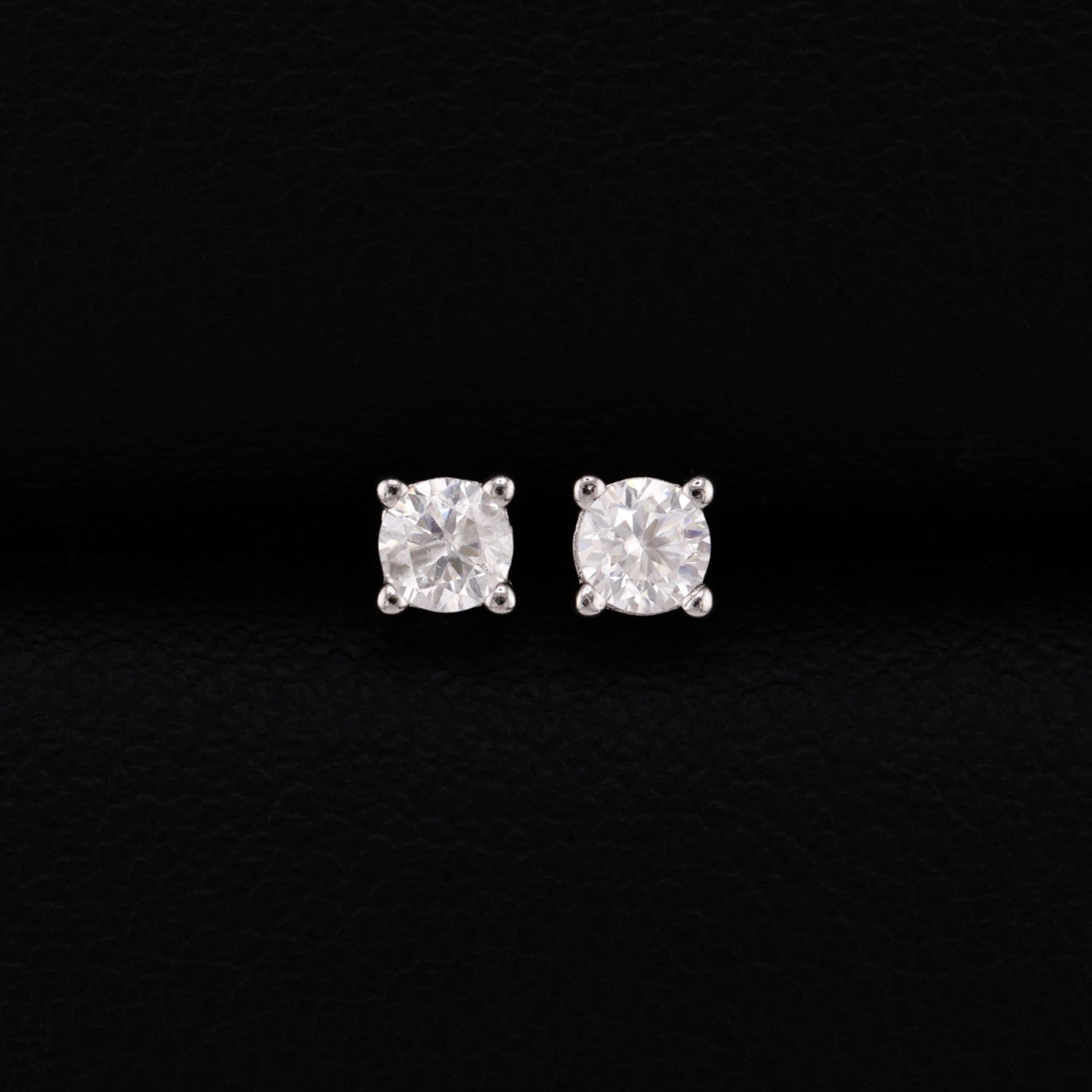 VVS Moissanite Round Cut Stud Earrings - 925 Silver