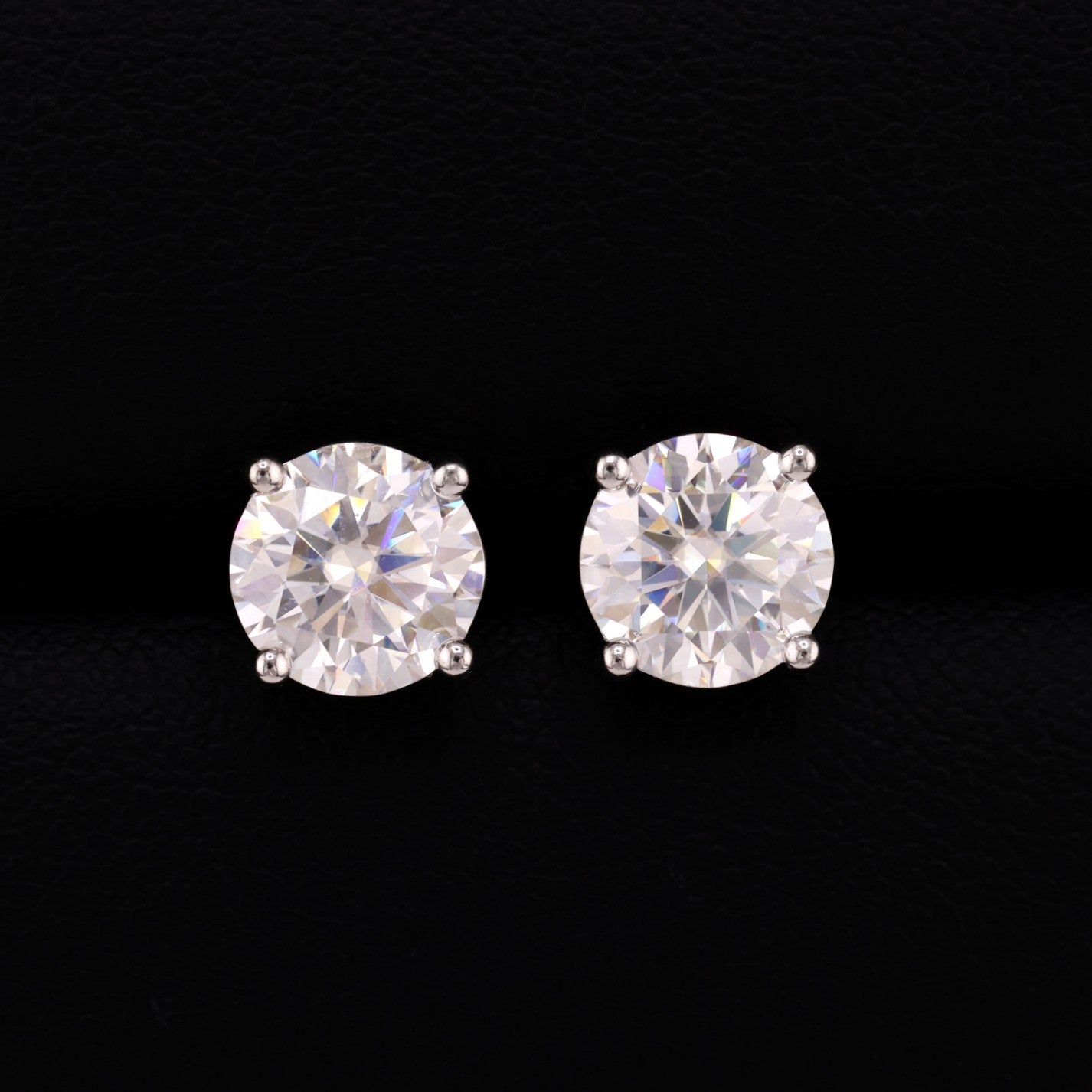 VVS Moissanite Round Cut Stud Earrings - 925 Silver