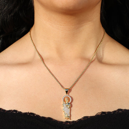 Iced San Judas Necklace - Gold