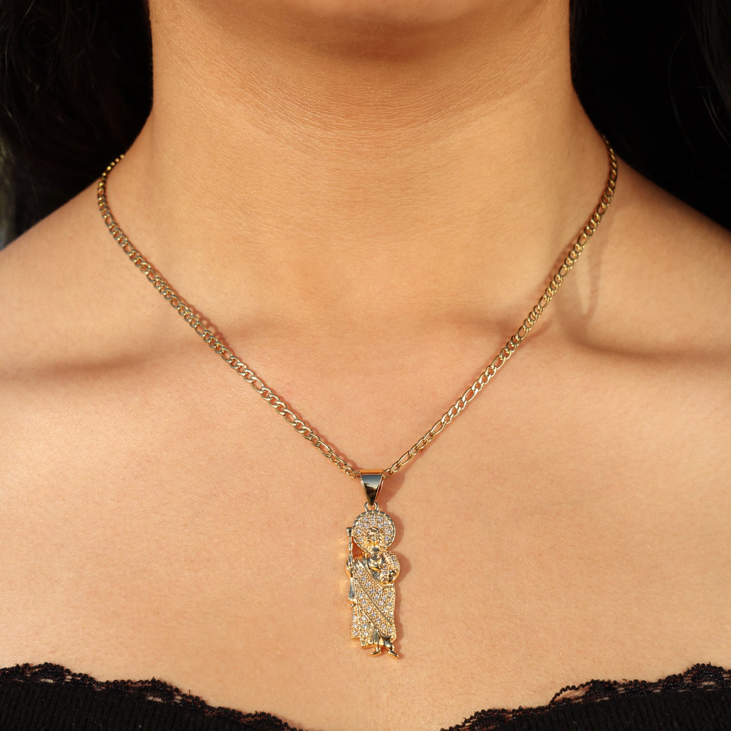 Iced out San Judas Necklace - Gold