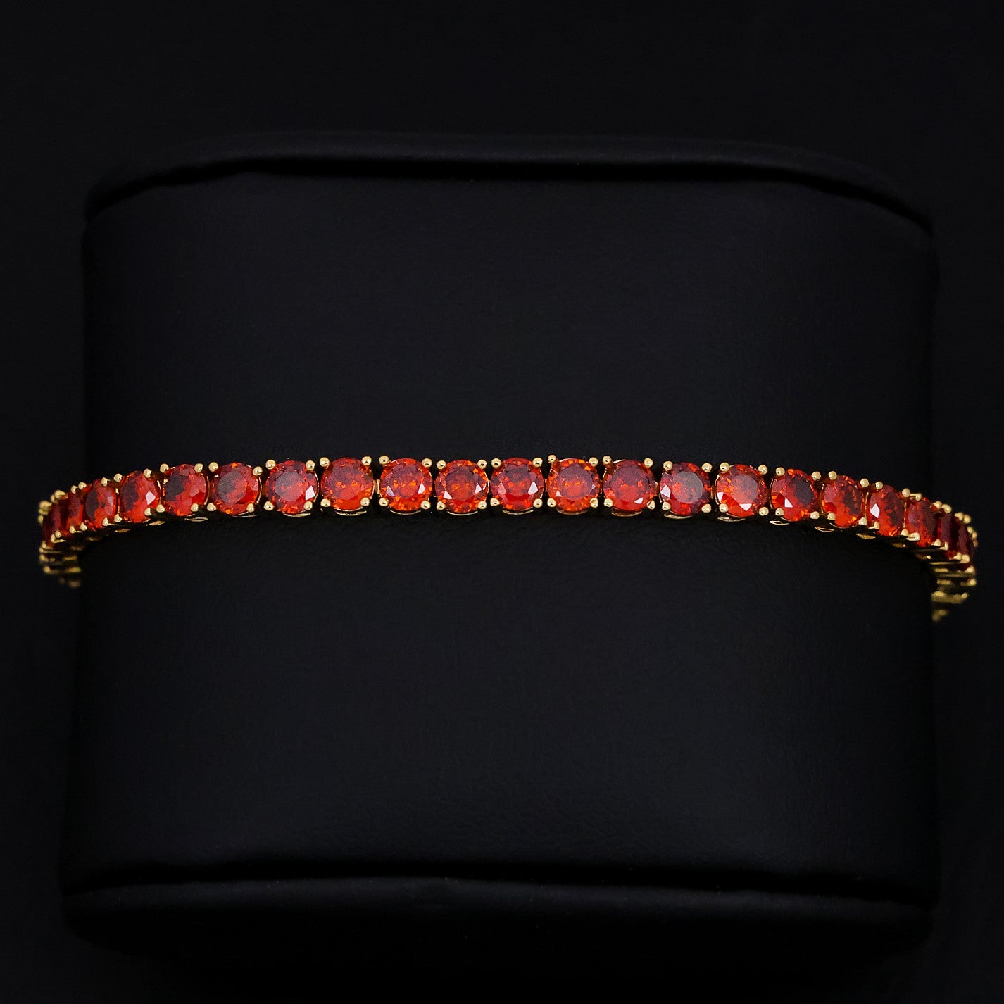 4mm Red Tennis Bracelet - Gold