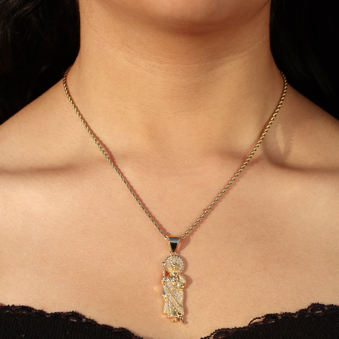 Iced out San Judas Necklace - Gold