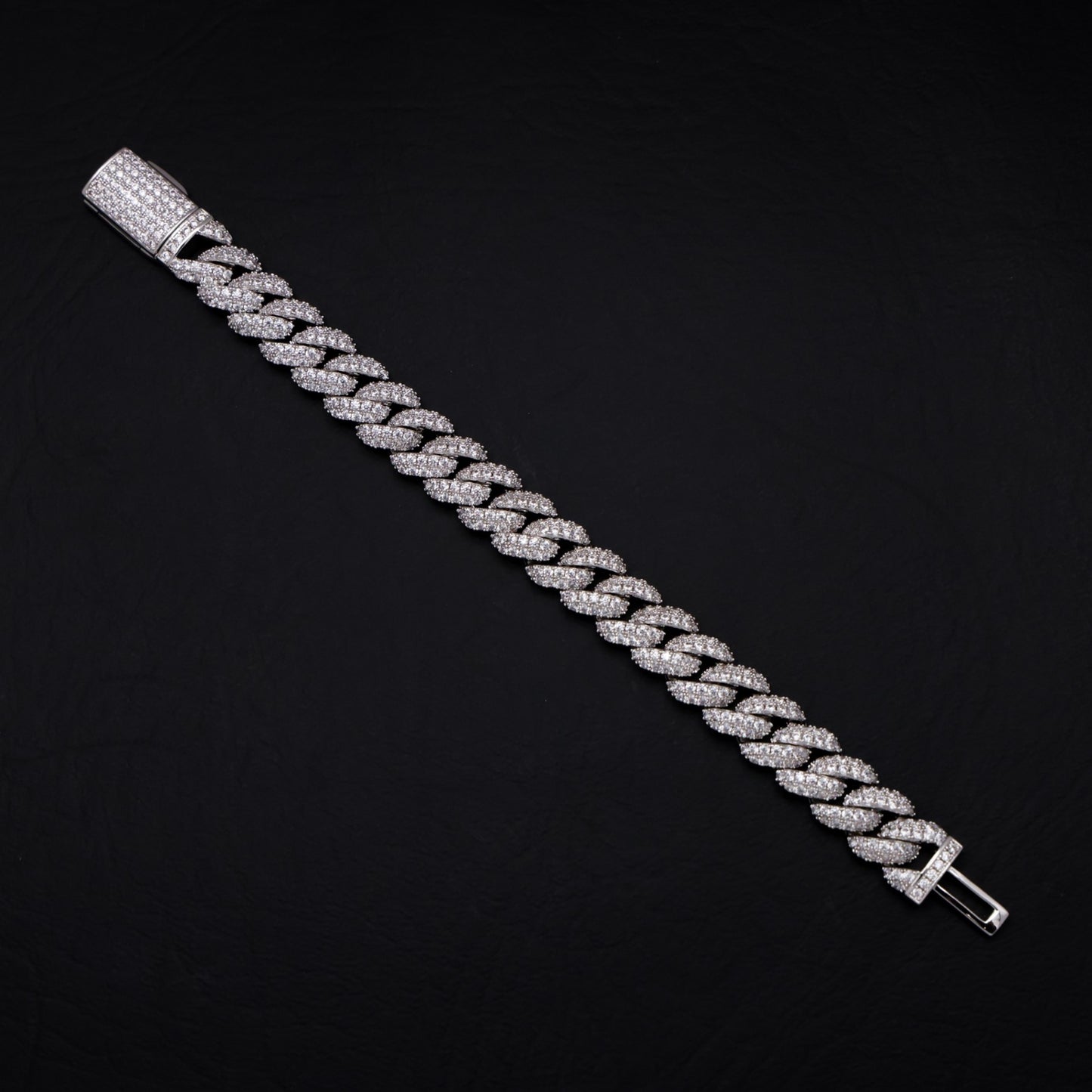 10mm Iced Cuban Bracelet - White Gold