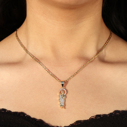 Small Iced San Judas Necklace - Gold