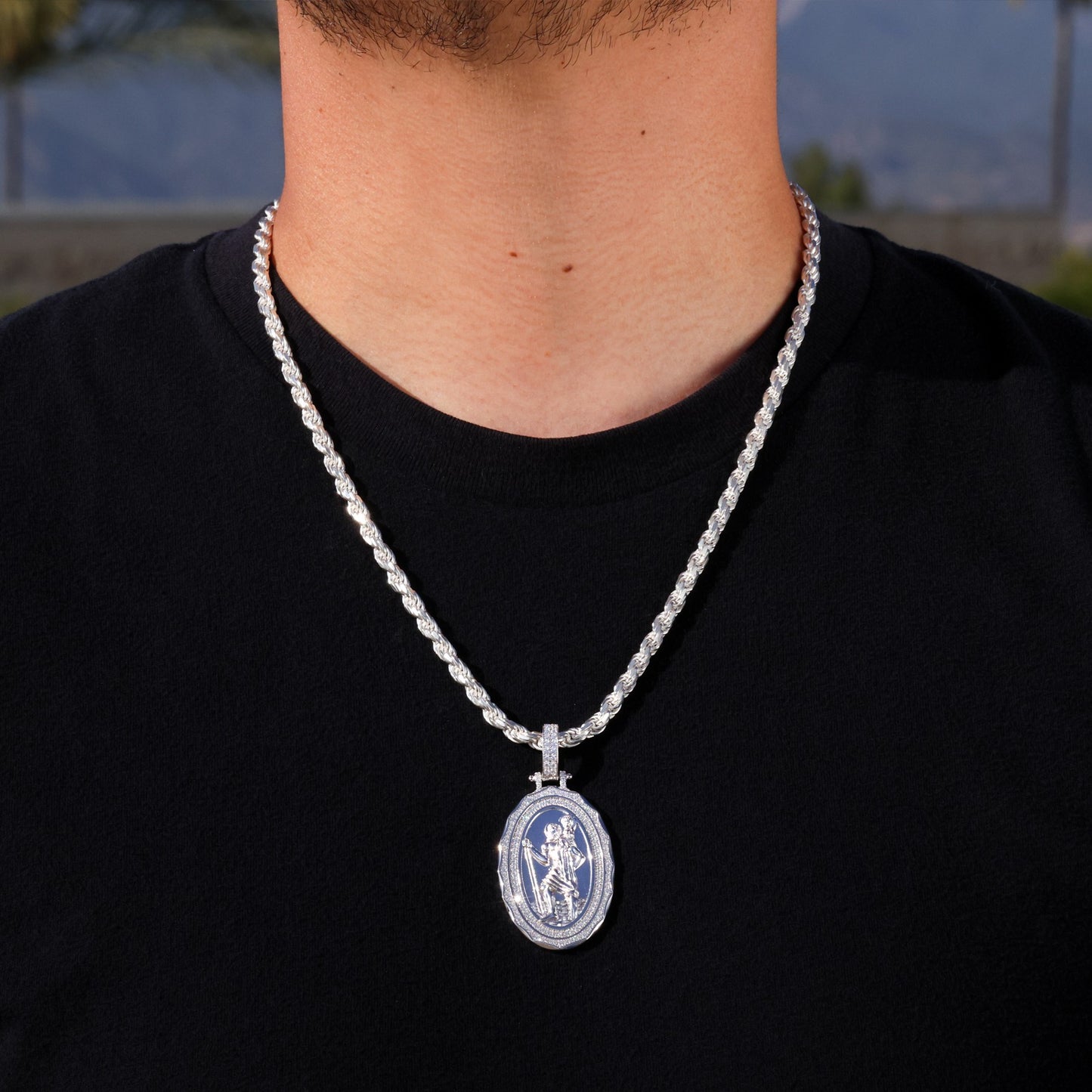 Iced Saint Michael Medallion Pendant - 925 Silver