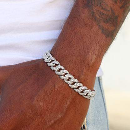10mm Moissanite Cuban Link bracelet- 925 Silver