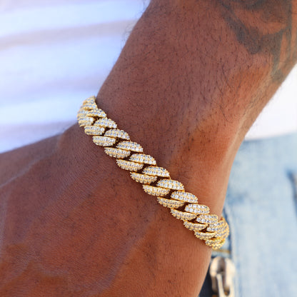 10mm Moissanite Cuban Link bracelet - Gold over 925 Silver