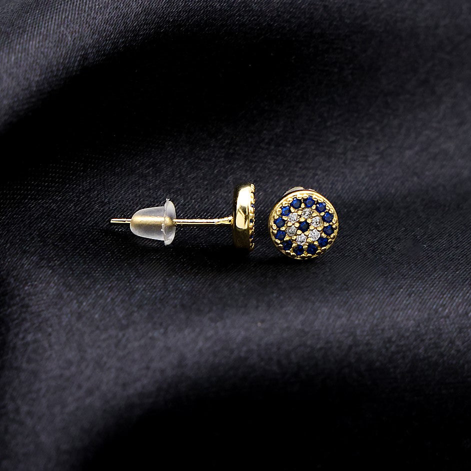 Evil Eye Stud Earrings - Gold over 925 Silver