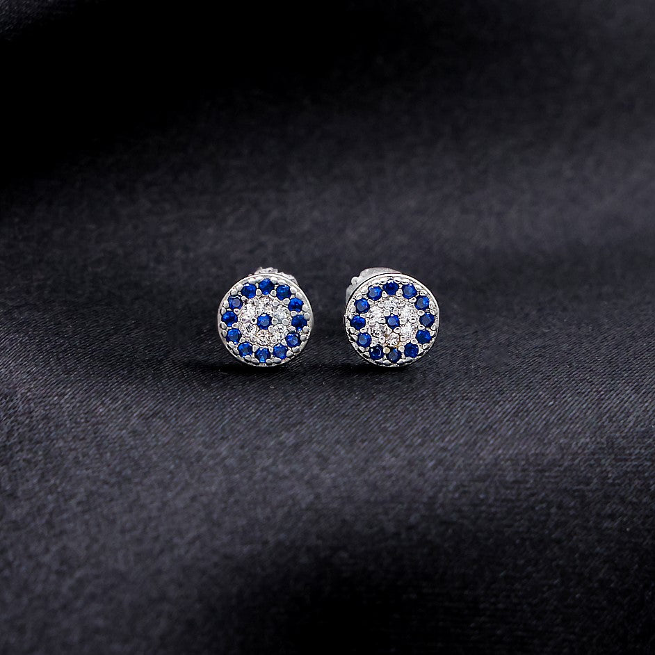 Evil Eye Stud Earrings - 925 Silver