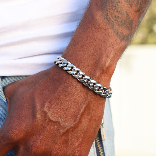 10mm Miami Cuban Bracelet w/Iced Out Clasp - Premium 316L Stainless