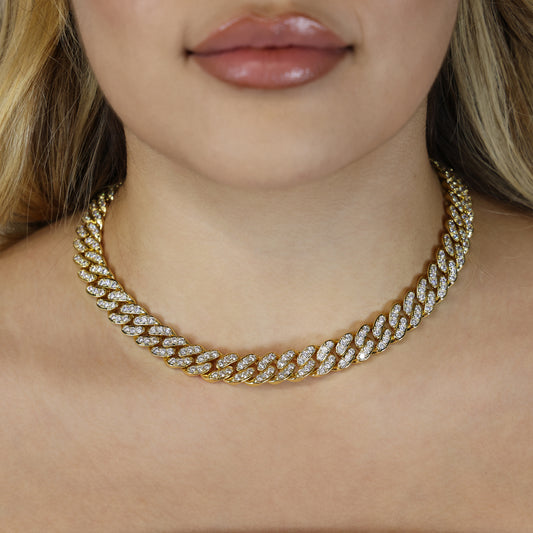 12mm Iced out Miami Cuban Necklace - Gold